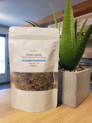 Tisane colorée menthe verveine fruits rouges