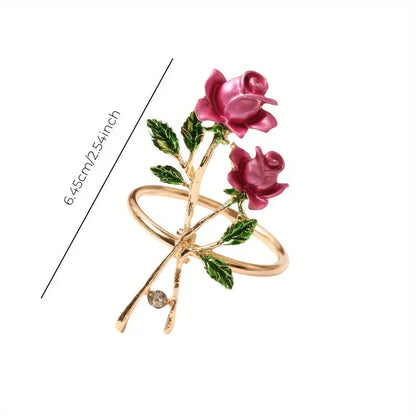 Rond de serviettes doré avec roses